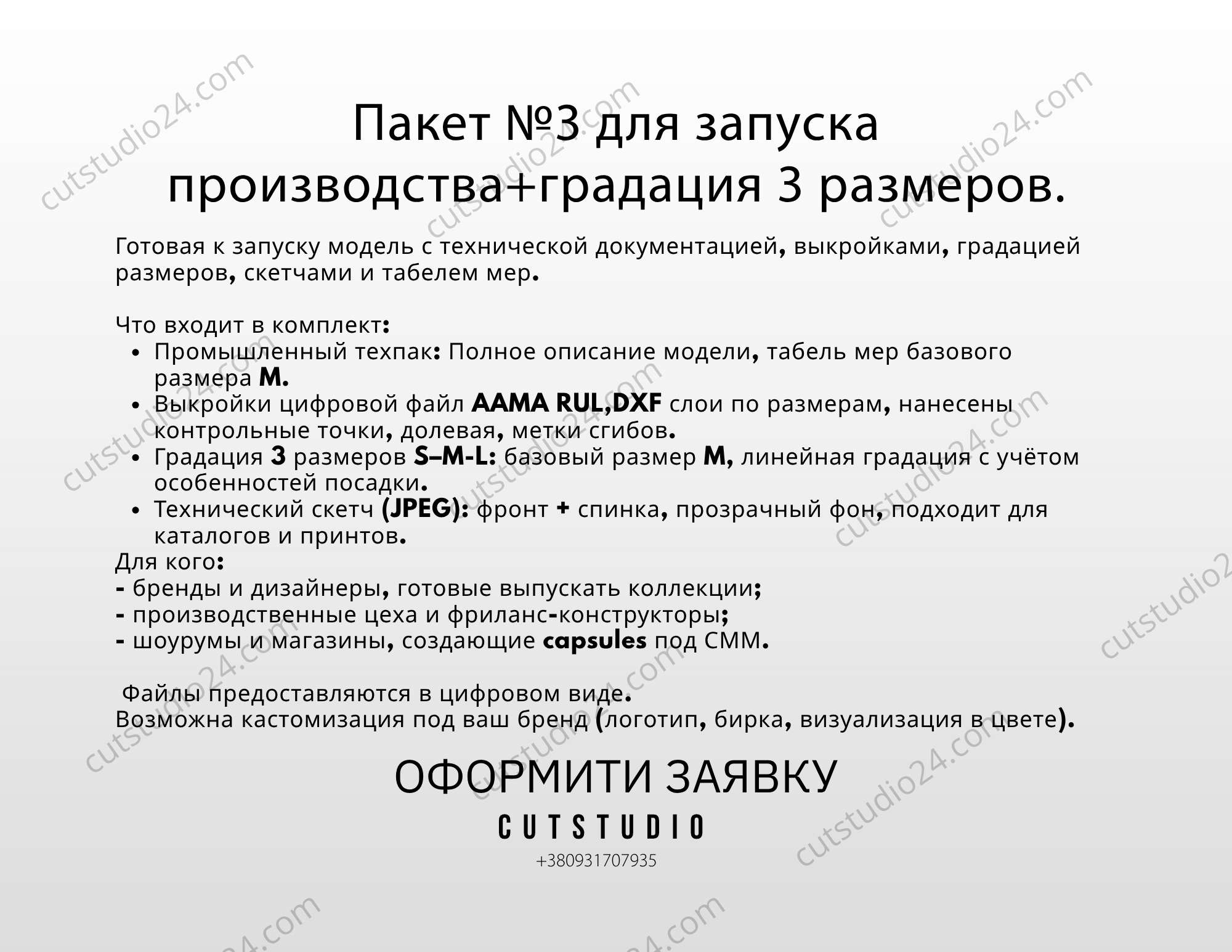 Пакет №3 для запуска производства ПАЛЬТО T-Z-1001