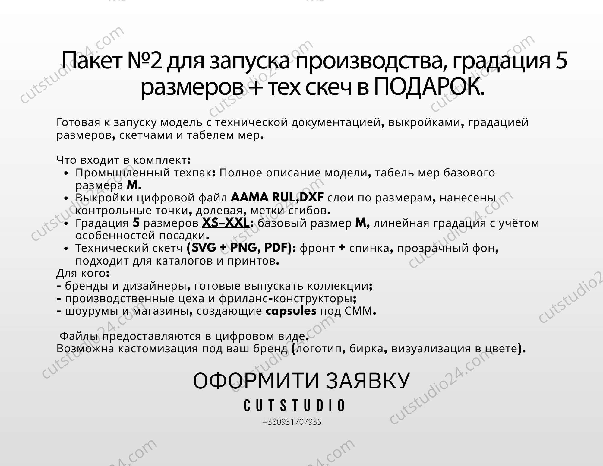 Пакет №2 для запуска производства ХУДИ oversize BA-Z-1001