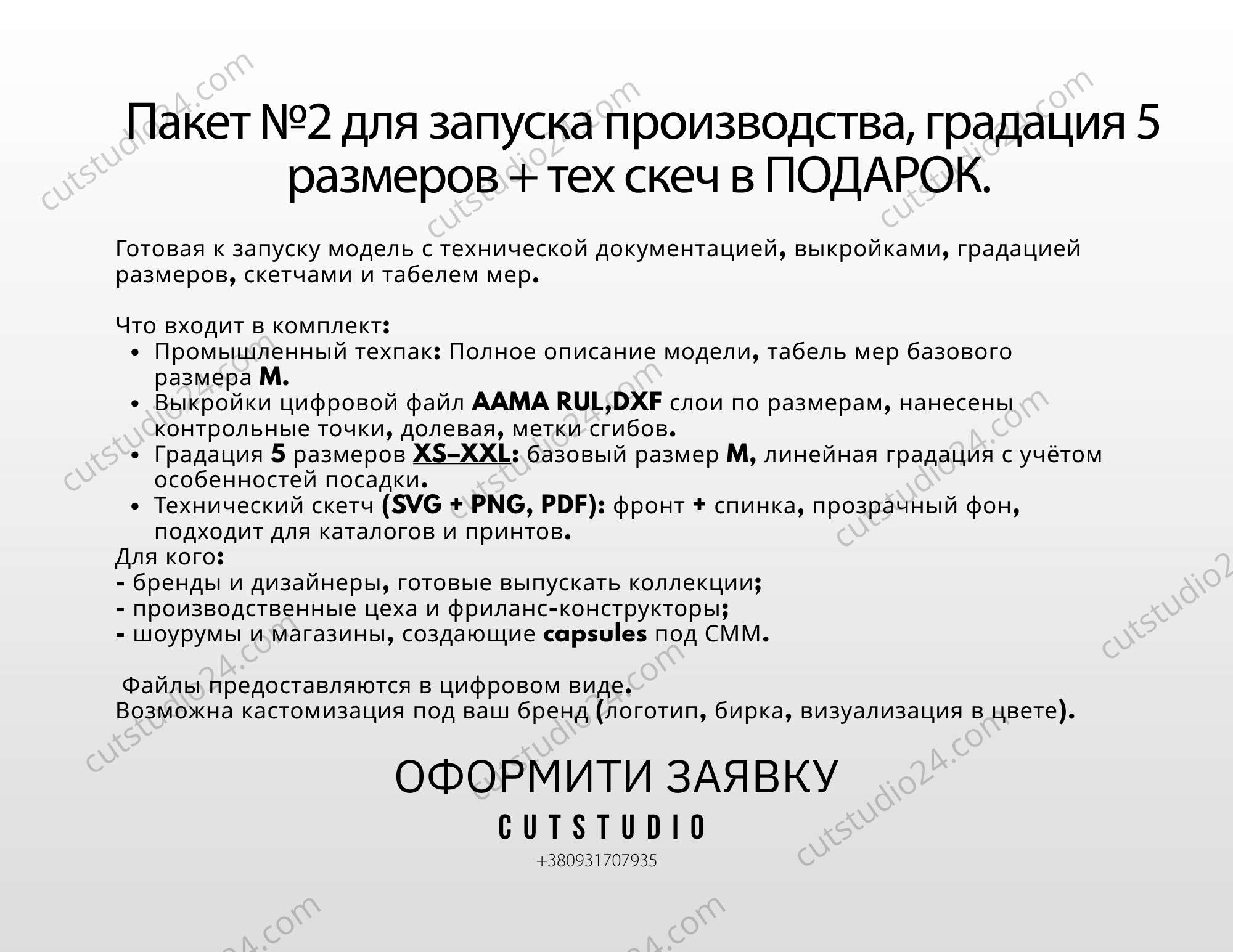 Пакет №2 для запуска производства ПАЛЬТО T-Z-1001